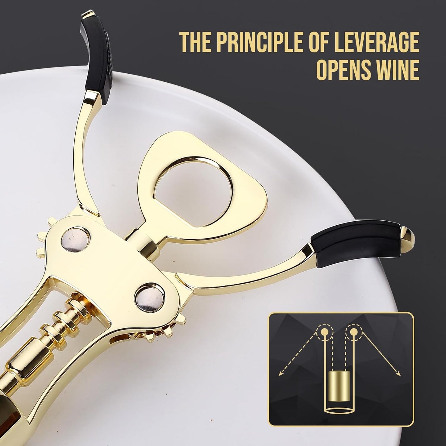 Wine Opener, Zinc Alloy Premium Wing Corkscrew Wine Bottle Opener with Multifunctional Bottles Opener, Upgrade