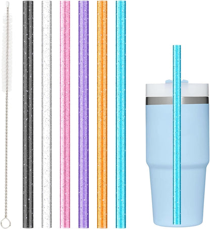 Stanley Replacement Straws - 6 Pack Reusable Straws with Cleaning Brush for 14 oz & 20 oz Tumblers