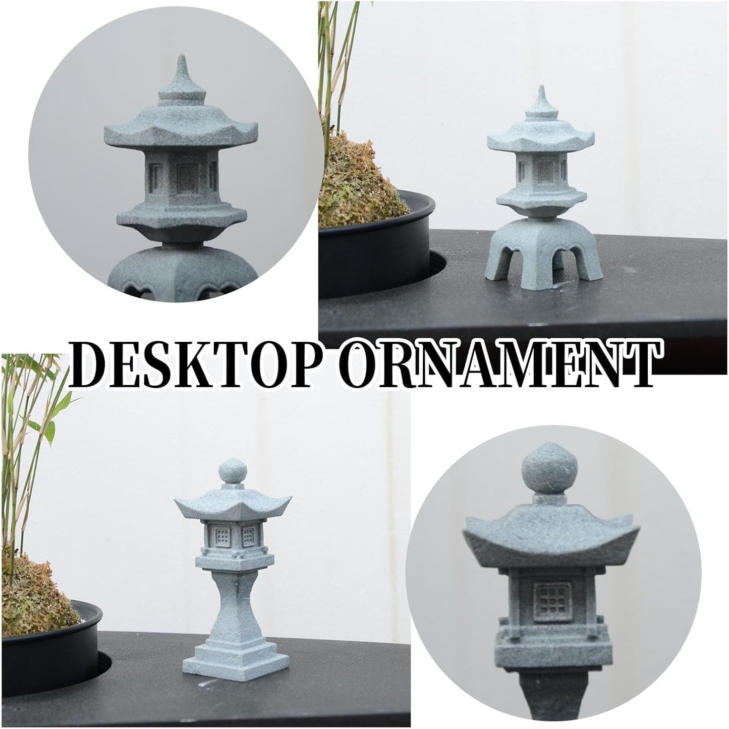 Saihisday Miniature Asian Decor - Japanese Lantern & Chinese Pagoda Statues for Fish Tank | 6pcs Set