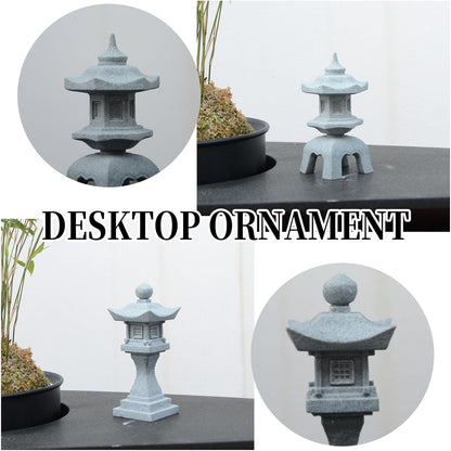 Saihisday Miniature Asian Decor - Japanese Lantern & Chinese Pagoda Statues for Fish Tank | 6pcs Set