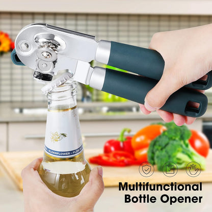 Beneno Heavy Duty Manual Can Opener - Durable Carbon Steel Blade & Soft Grip Handle | Effort-Saving Design, Green