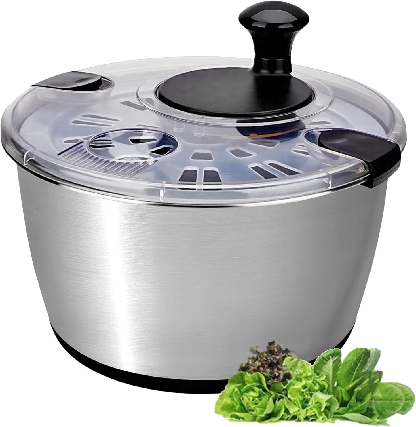 Stainless Steel Salad Spinner - 6.34Qt Large Lettuce Dryer | BPA-Free Vegetable & Fruit Washer