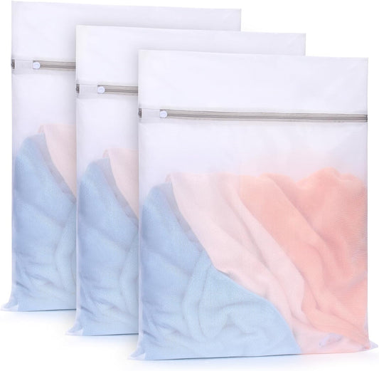Muchfun Durable Fine Mesh Laundry Bags - 3 Pcs for Delicates | 16 x 20 Inches (Large)