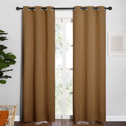 NICETOWN Blackout Curtains - Noise Reducing & Draft Blocking | 84-Inch Length, 2 Panels in Gold Brown