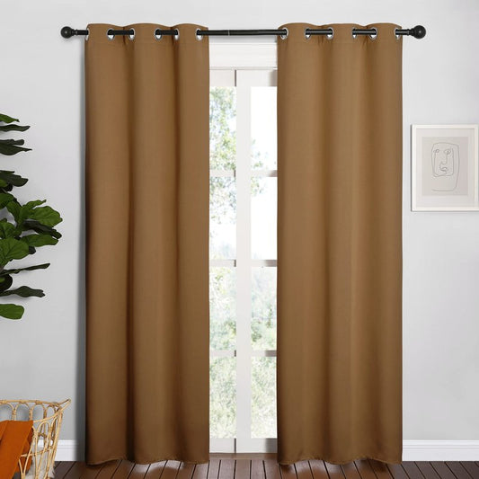 NICETOWN Sleek Blackout Curtains 84 inches Length for Windows, Noise Reducing and Block Draft Panels for Door Doorway Laundry Office Luxury Decor Theme (2 Panels, Gold Brown, W34 x L84 -Inch)