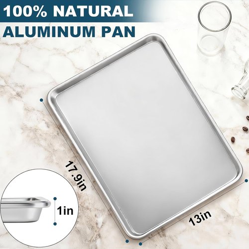 Half Size Baking Sheet Pan Set by [Brand Name] - Commercial Quality Aluminum Cookie Tray | 13" x 18" for Baking & Roasting