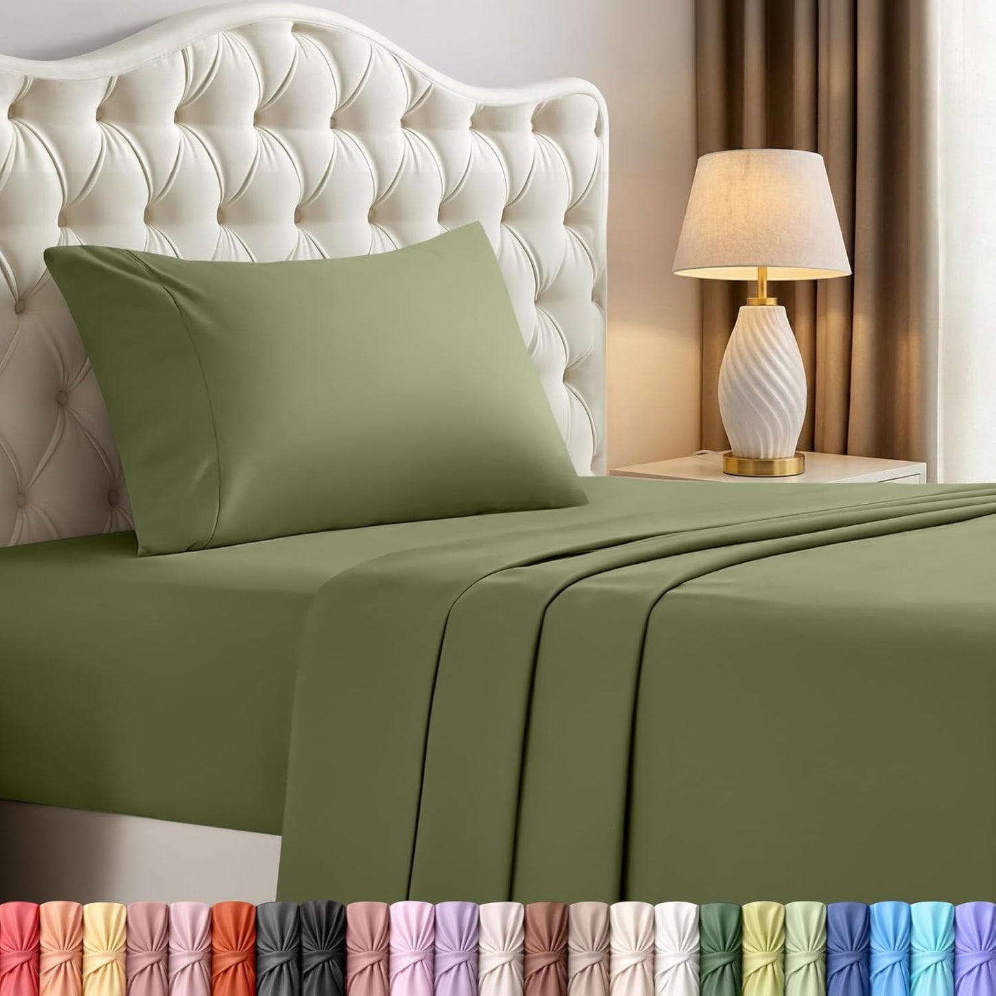Utopia Bedding Twin Sheet Set - Soft & Breathable 3-Piece Microfiber Bed Sheets | Oeko Tex Certified (Olive)