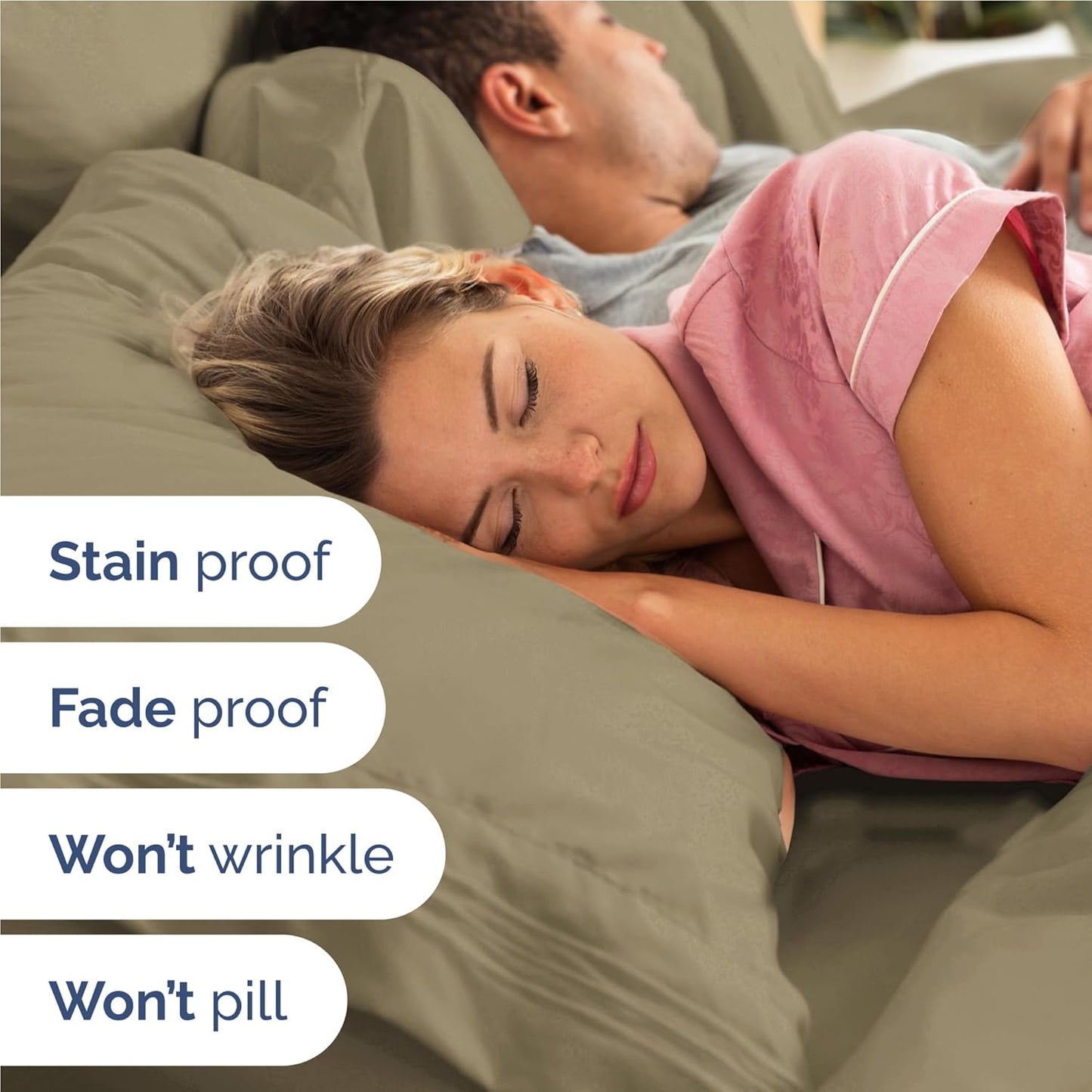 Skiennix Full Size 4-Piece Sheet Set - Ultra-Soft Cooling Bedding - Deep Pockets, Wrinkle-Free - Khaki