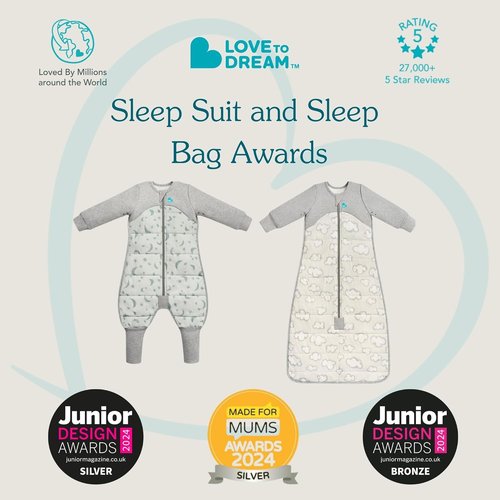 Love to Dream Organic Cotton Sleeveless Sleep Suit - 0.2 TOG in Gray Daydream for Comfort