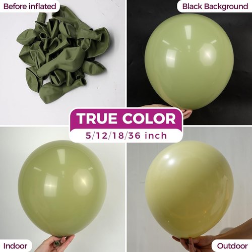 Bezente Sage Green Balloons - 18 Inch Thick Olive Green Latex | 30 Pack for Parties & Celebrations