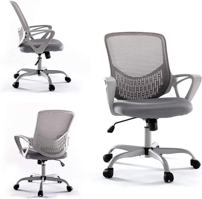 Regine Switzerland Ergonomic Office Chair - Adjustable Rolling Mesh Desk Chair with Lumbar Support | Modern Mid Back Design