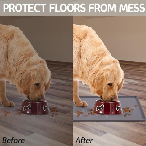 MateeyLife Silicone Pet Feeding Mat - Waterproof & Anti-Slip Dog/Cat Bowl Mat | Spill-Proof Design