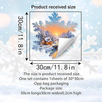 Snowflake Cabin Window Decal - Self-Adhesive Christmas Window Clings, 1 Sheet, Style4