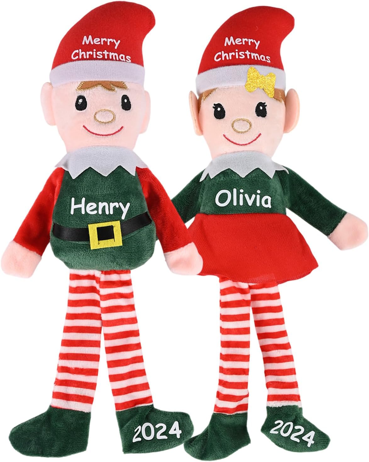 Skiennix Custom Christmas Elf Plush Doll - 14.5" Personalized Toy for Kids | Ideal Xmas Gift (Red/Green)