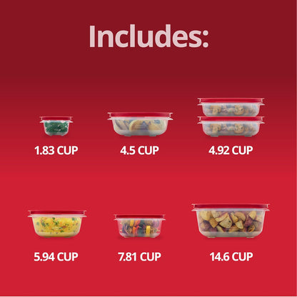 Rubbermaid EasyStore 14-Piece Food Storage Container Set - Square & Round with Lids