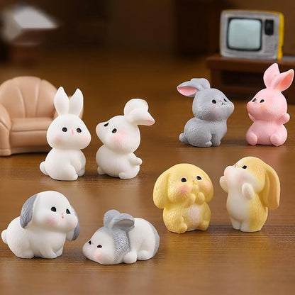 Exasinine Mini Rabbit Figurines - 24Pcs Resin Bunny Ornaments for Fairy Garden Décor