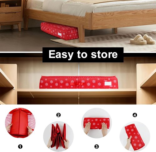 Gift Wrap Storage Organizer by Christmas | Heavy-Duty 600D Underbed Bag with Pockets for Holiday Accessories