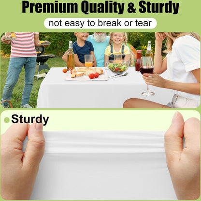 Smiry Disposable Table Cloths - 12 Pack Waterproof Rectangle Table Covers | 54 x 108 Inch, Sturdy & Leakproof, White