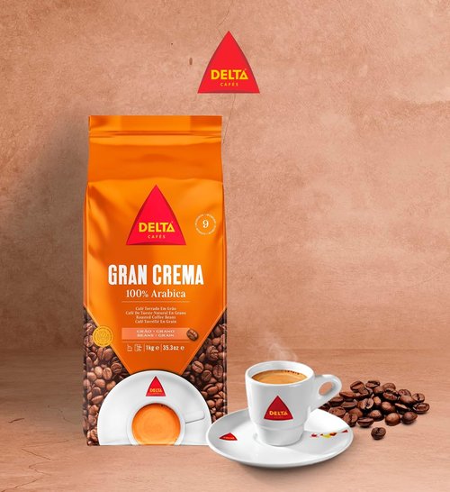 Delta Cafés Gran Crema Whole Bean Coffee - 100% Arabica, Intense Flavor, 1kg/35.2oz