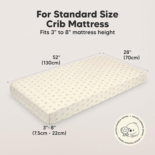 KeaBabies Organic Crib Sheets - 2-Pack Fitted Jersey Cotton for Boys & Girls | Soft, Breathable, Cute Prints (Bumble Bear) 52x28