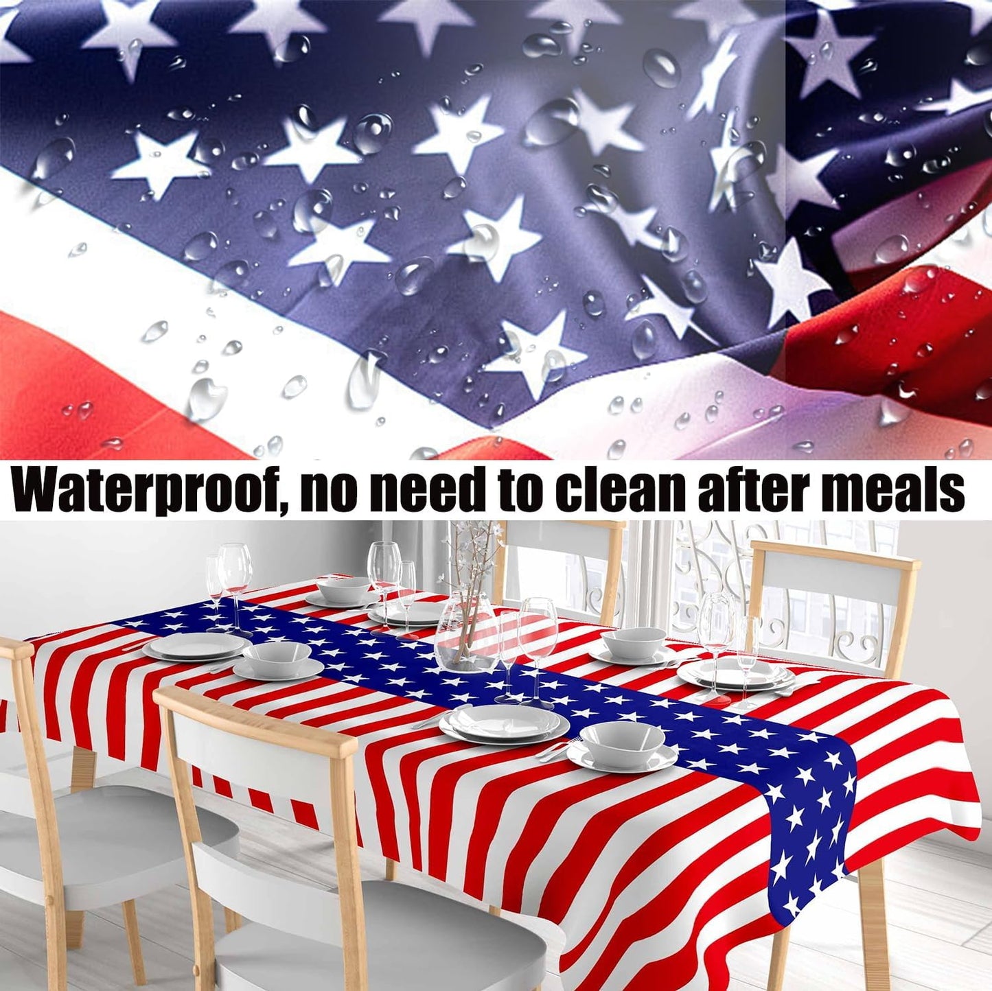 Patriotic Tablecloth by [Brand Name] - 2 Pack Red, White & Blue Disposable Plastic | 54” x 108” for 4th of July Parties