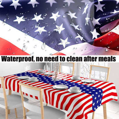Patriotic Tablecloth by [Brand Name] - 2 Pack Red, White & Blue Disposable Plastic | 54” x 108” for 4th of July Parties