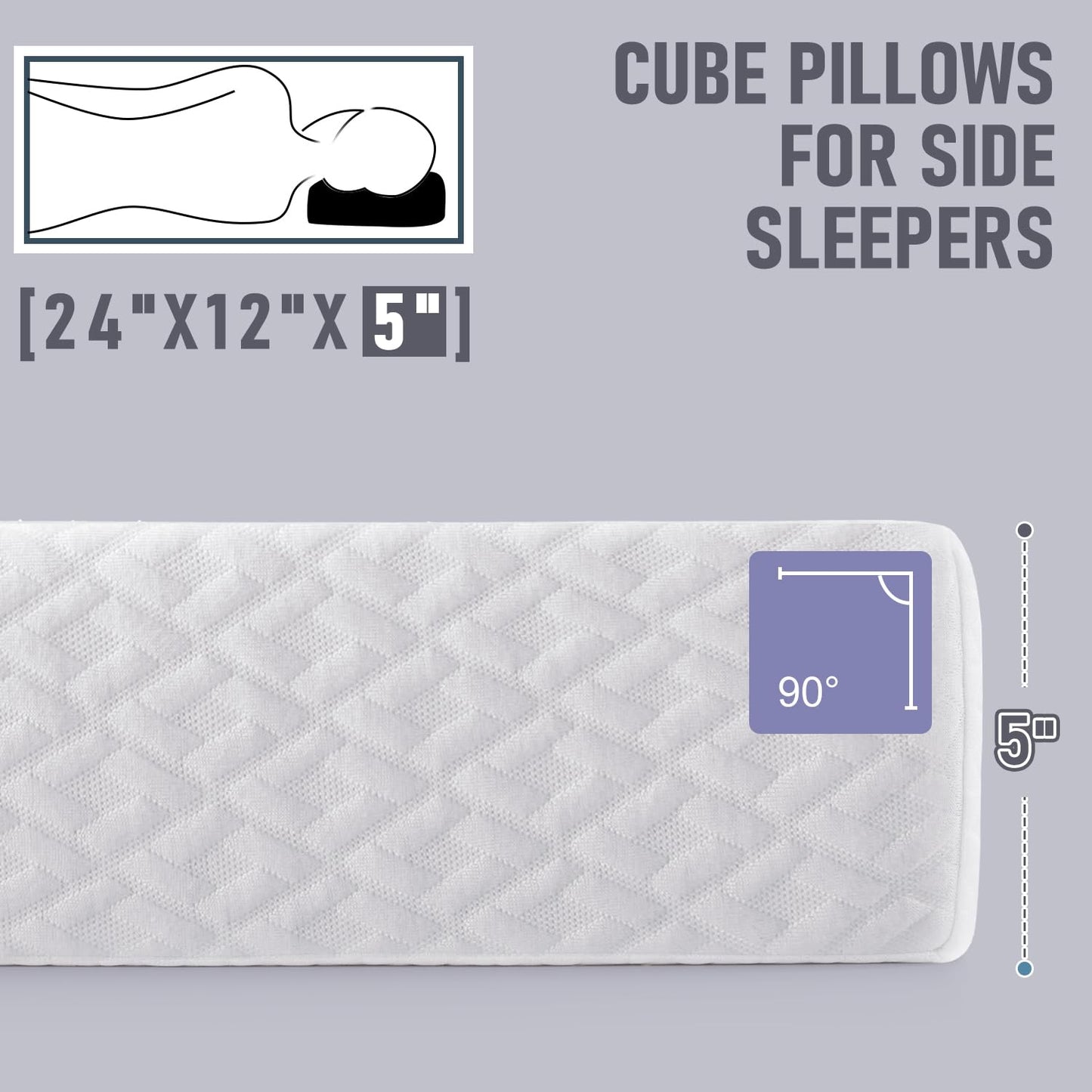 HARBOREST Cube Pillow - Side Sleeper Pillow for Neck and Shoulder Pain, Memory Foam Pillow Cube Pro with Adjustable Firmness,24"x12"x5"