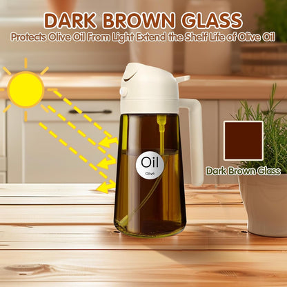 YARRAMATE 16oz Clear & Dark Brown Oil Sprayer - Versatile Kitchen Tool for Easy Cooking