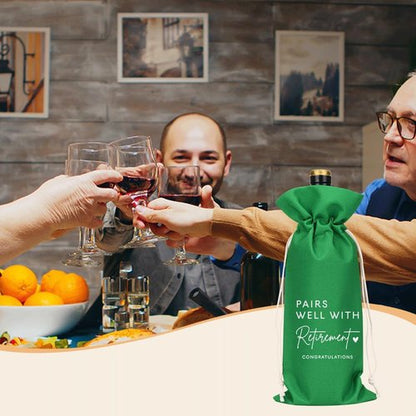 Green Retirement Wine Bag Retirement Gifts for Women Men Pairs Well With Retirement Wine Bag Farewell Gifts for Coworkers Going Away Gift for Friends Boss