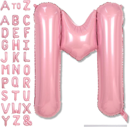 Skiennix 40-Inch Pastel Pink Letter Balloon - Giant Mylar Alphabet M for Birthday Party Decor