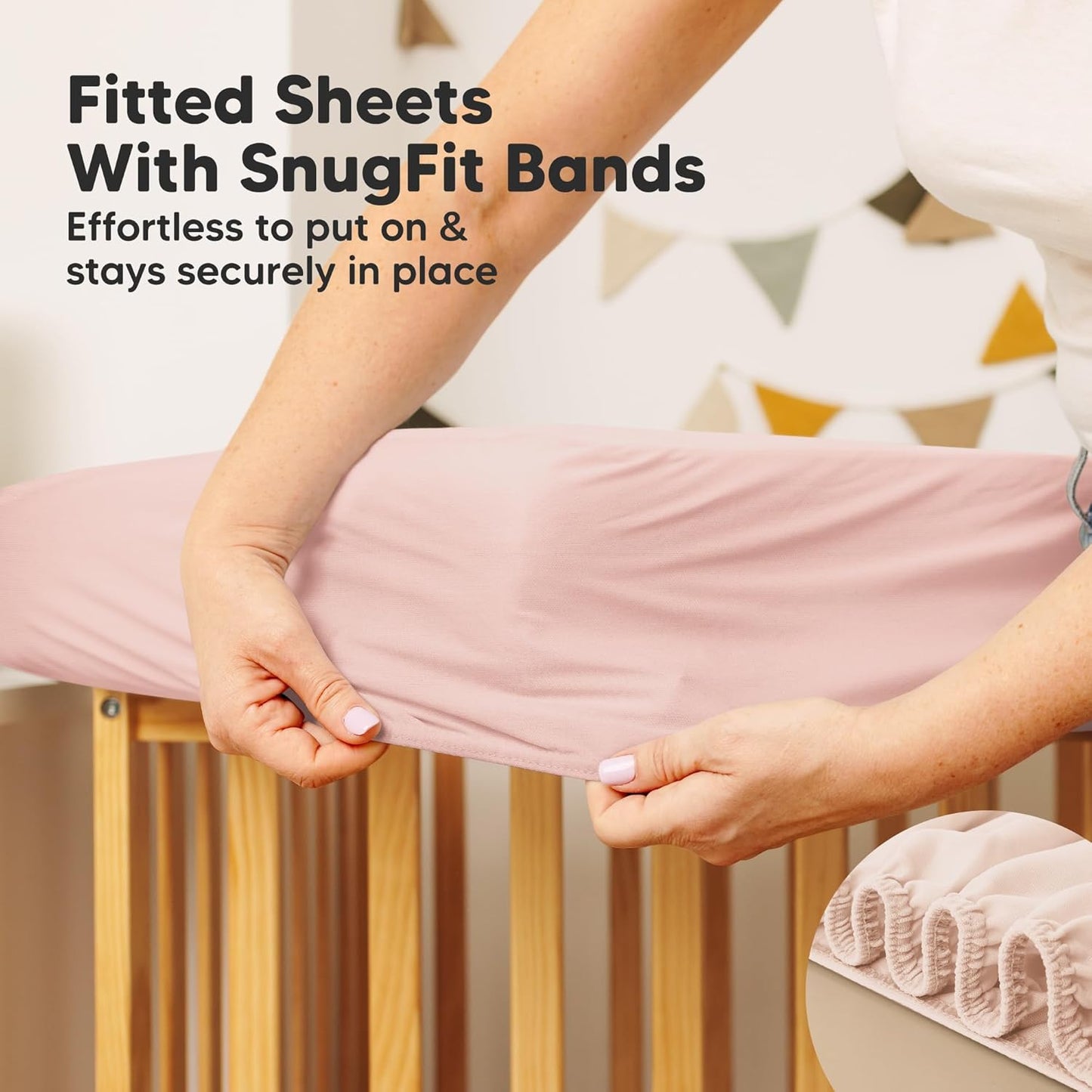 Skiennix 2-Pack Waterproof Crib Mattress Protector - Soft Quilted Cotton, 52" x 28", Machine Washable, Easy Fit (Mist Rose/Mavy)