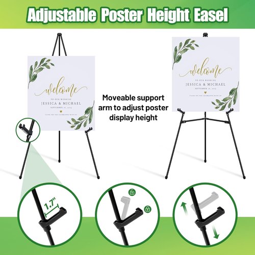 Display Easel Stand - 63" Adjustable Lightweight Poster Easel for Weddings & Paintings | Black