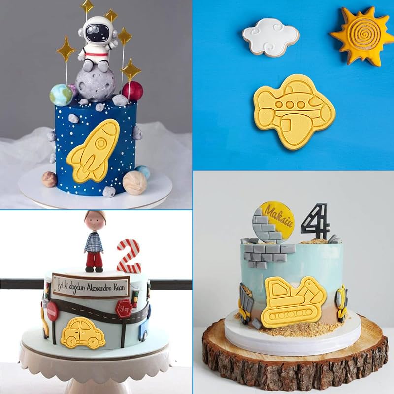 8 Piece Transportation Vehicle Cookie Cutters Set with Plunger Stamper - Variation of THIS listing