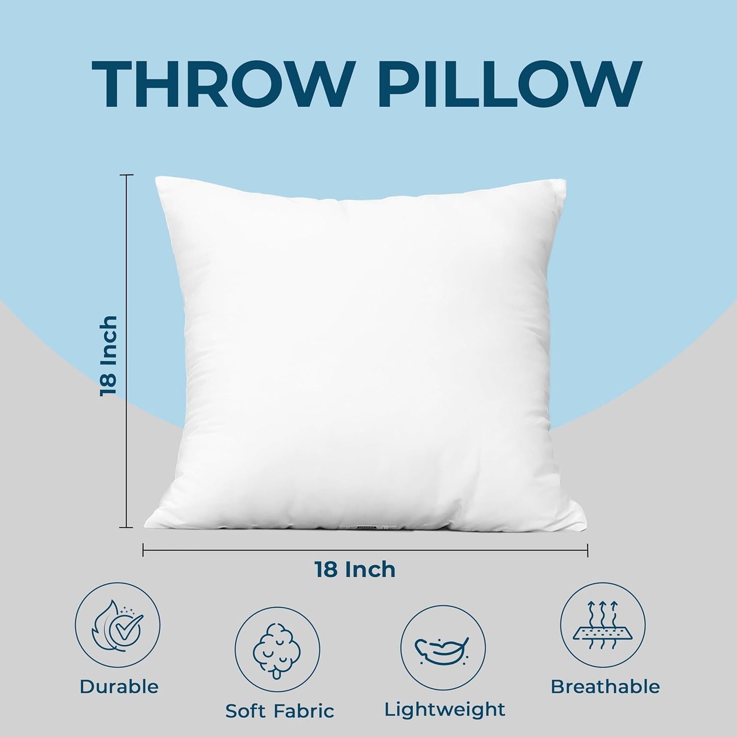 Utopia Bedding Throw Pillows - Fluffy Down Alternative Set of 4 | 18 x 18 Inches, White for Bed & Sofa