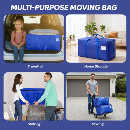 Skiennix Extra Large Moving Bags - Heavy Duty Storage Totes with Strong Zipper & Handles | 4 Pack