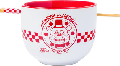 Silver Buffalo Five Nights at Freddy's Ramen Noodle Bowl - 20 Oz Ceramic with Chopsticks, Microwave Safe