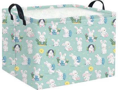 HIYAGON Rectangular Easter Basket for Kids Baby Easter Basket for Boys and Girls Cut Storage Organizer Bin Box Easter Room Decor(Blue Easter Baskets)