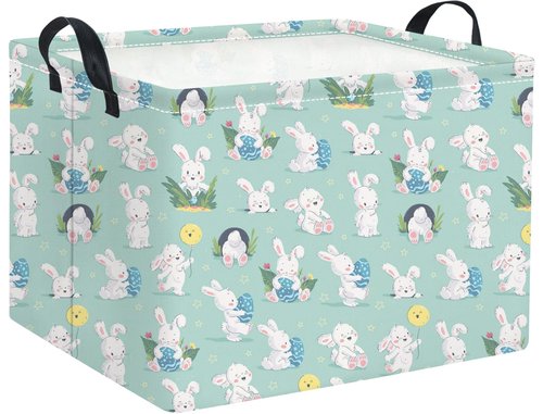 HIYAGON Rectangular Easter Basket for Kids Baby Easter Basket for Boys and Girls Cut Storage Organizer Bin Box Easter Room Decor(Blue Easter Baskets)
