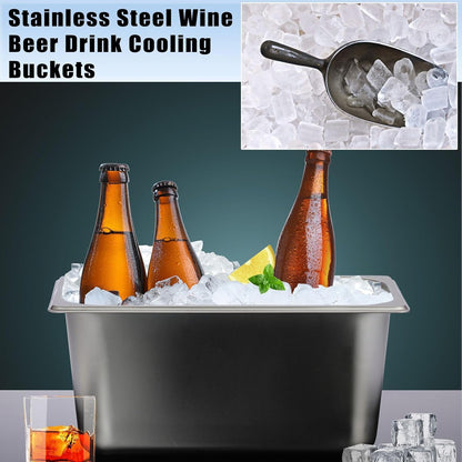 OwnMy 2PCS Ice Buckets for Parties, Stainless Steel Ice Bucket for Freezer, Metal Ice Cubes Bins Storage Container for Freezer, Wine Beer Drink Cooling Buckets for Beverage Cocktails Champagne