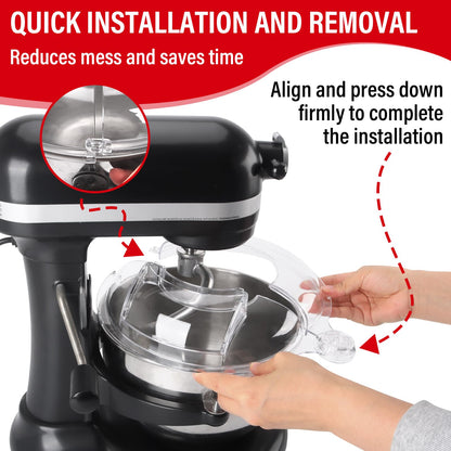 Pouring Shield for KitchenAid 6-7Qt Bowl Lift Stand Mixer (for Stainless Steel Bowls Only), Splash Guard Mixers Bowl Cover for Kitchen aid Accessories and Attachments (Clear)