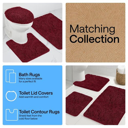 GORILLA GRIP Bath Rug Mat 36x24, Soft Absorbent Chenille, Quick Dry Microfiber Mats, Rubber Backing Washable Shower Floor Rugs, Bathmat Runner, US Designed Bathroom Home Decor Accessories Burgundy