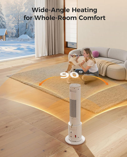 Space Heater with Humidifier by [Brand Name] - Portable Indoor Tower Heater with Remote, Adjustable Thermostat, 3 Heat Modes & 12H Timer