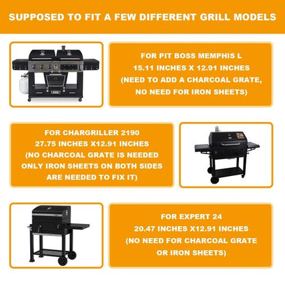 15-28 Inches Stretchable Charcoal Tray Replacement Parts for Chargriller PS9900 2190, 6500, 6800, 8500, Pit Boss Memphis I, Expert 24, High-Temperature Grill Charcoal Basket Pan for Smoke Hollow 47183T-21