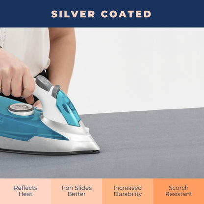 Skiennix Ironing Board Cover - Extra Thick Heavy Duty 4-Layer Pad | Non-Stick, Scorch & Stain Resistant, 15x54 Inch