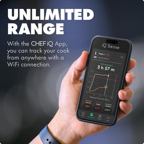 CHEF iQ Sense | Smart Wireless Meat Thermometer | Ultra-Thin Probe with WiFi | 1000°F Heat Safe | Perfect for BBQ, Grill, Oven, Smoker, Air Fryer