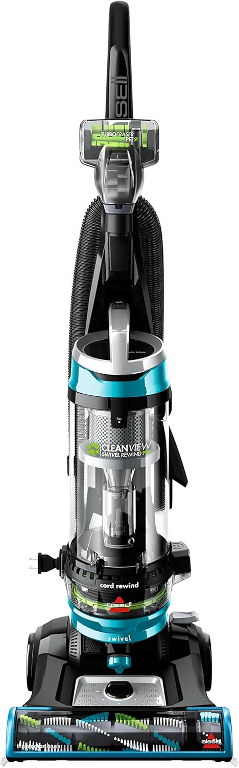 Bissell 2254 CleanView Swivel Rewind Vacuum - Powerful Pet Hair Pickup & Automatic Cord Rewind | Teal