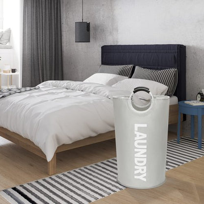 DOKEHOM 95L Large Laundry Basket, Collapsible Laundry Bag, Freestanding Tall Clothes Hamper, Foldable Washing Bin (Grey)