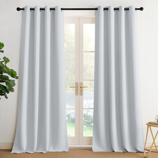 NICETOWN Room Darkening Draperies Curtains Panels, 2 Panels Greyish White W52 x L96