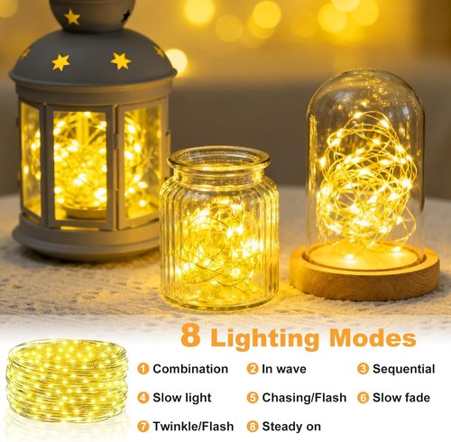 Fairy Lights | Rechargeable Battery Operated Mini LED String Lights - Waterproof 5M/16FT for Bedroom & Party Decor