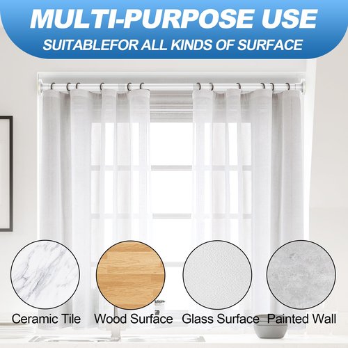 CorkLatta Tension Curtain Rod 31-56 Inch,1 Inch Diameter Adjustable Matte White Spring tension Stainless Steel Telescoping Rod,Easy Install,No Rust